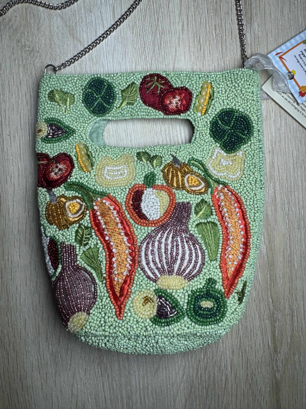 Handcrafted In India Beaded Vegetable Bag NWT